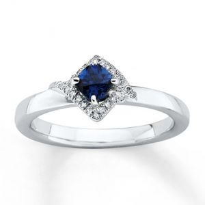 Kay Jewelers Lab-Created Sapphire Ring Diamonds Sterling Silver- Sapphire.jpg